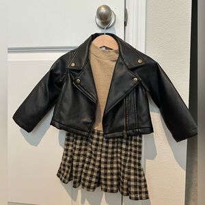 Baby dress and faux leather jacket
